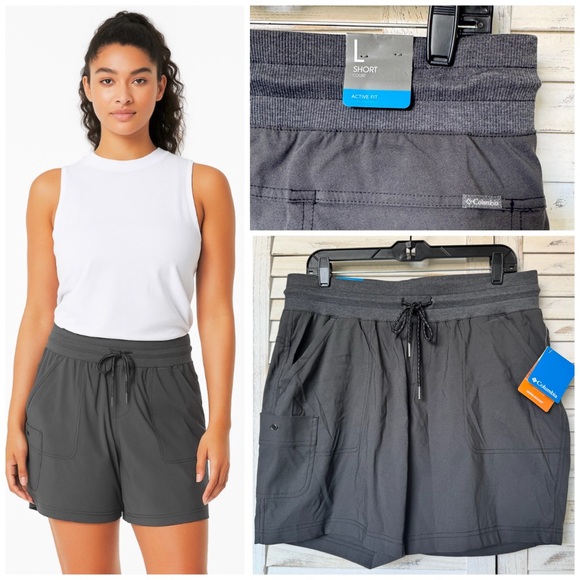 Columbia Pants - NWT -Columbia Gavin Ridge Pull-on Short Women Large Gray 8" Inseam Cargo Pocket